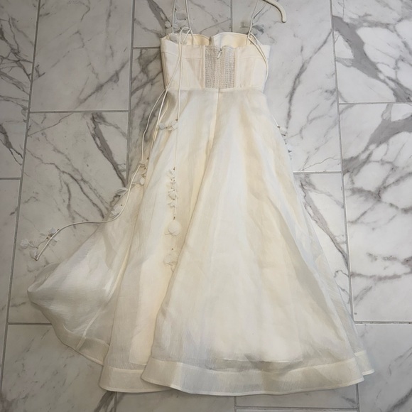 Zimmermann Wonderland Appliquéd Midi Corset Dress in White Petal 0P - Picture 3 of 4